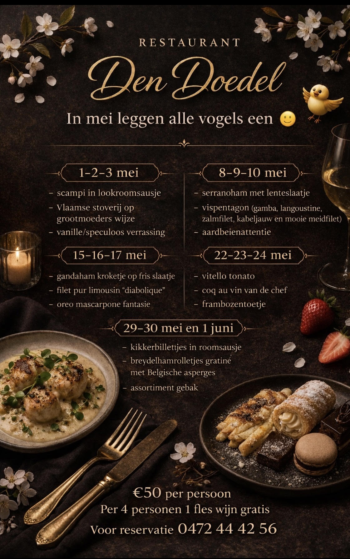 Restaurant Den Doedel - Maandmenu mei